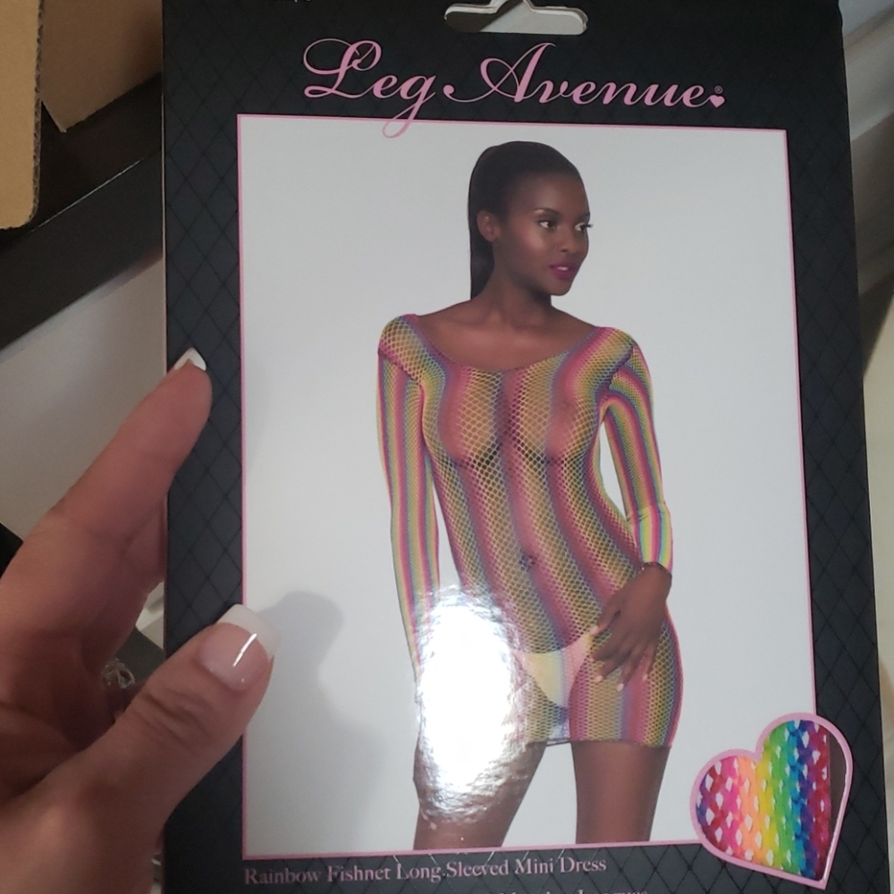 🌈 fishnet mini dress